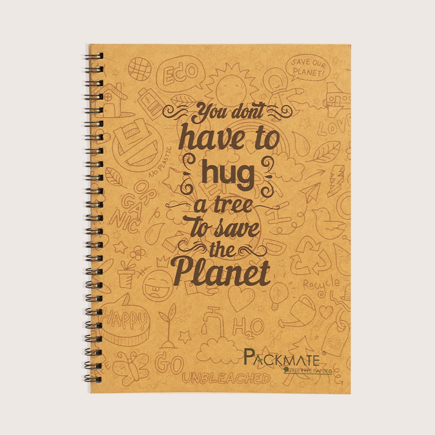 Packmate Spiral Notebook (Hug a Tree Design) - Ruled Made of 100% Recy ...