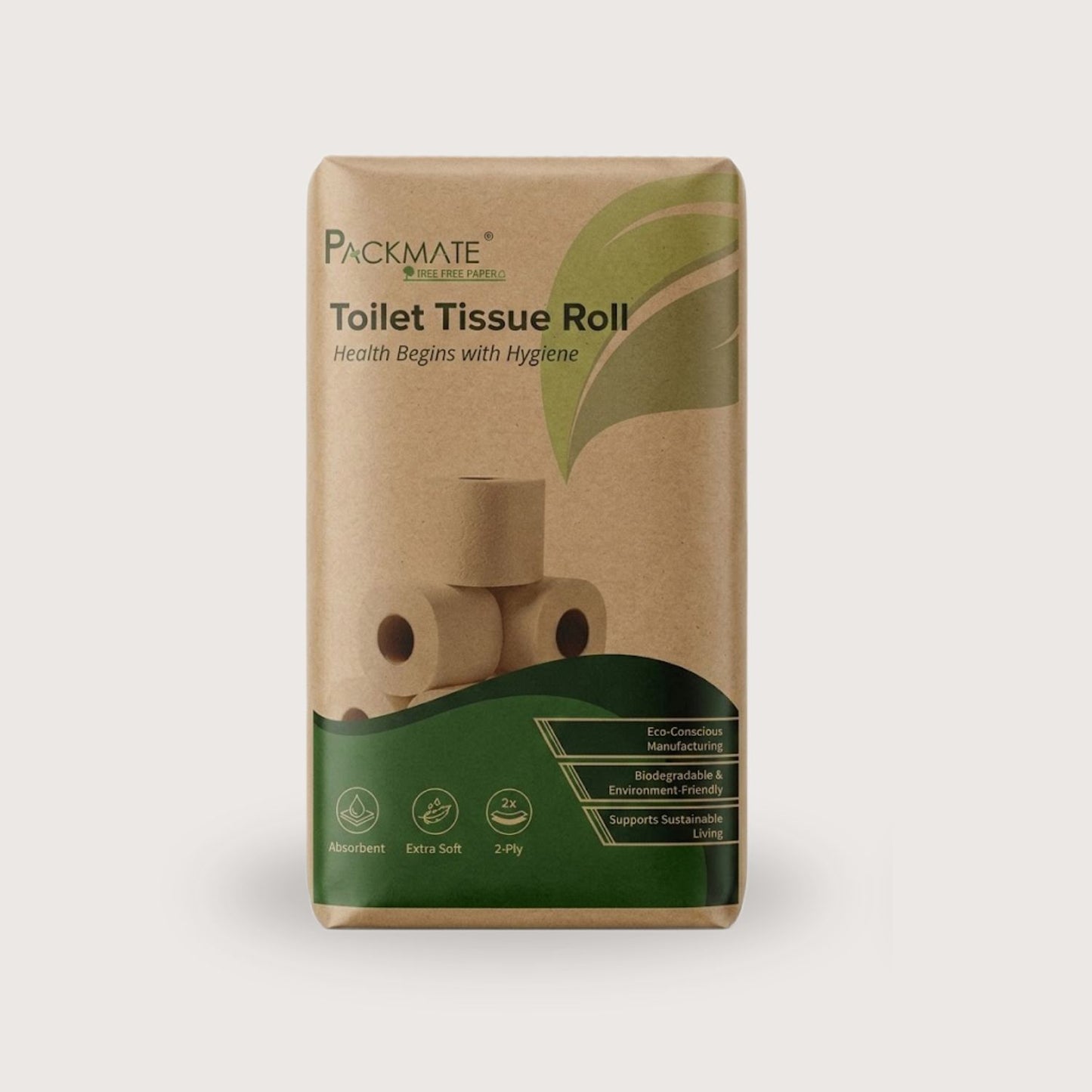 Packmate Toilet Tissue Roll – Pack of 6 | Soft, Strong & Absorbent | 2 Ply Bathroom Tissue | Skin Friendly | Hygienic & Septic Safe