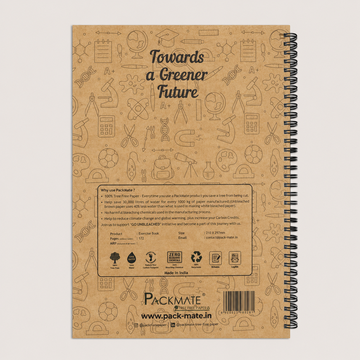 Packmate A4 Wiro Exercise Book (My External Design) -  Ruled - Made From 100% Recycled Paper